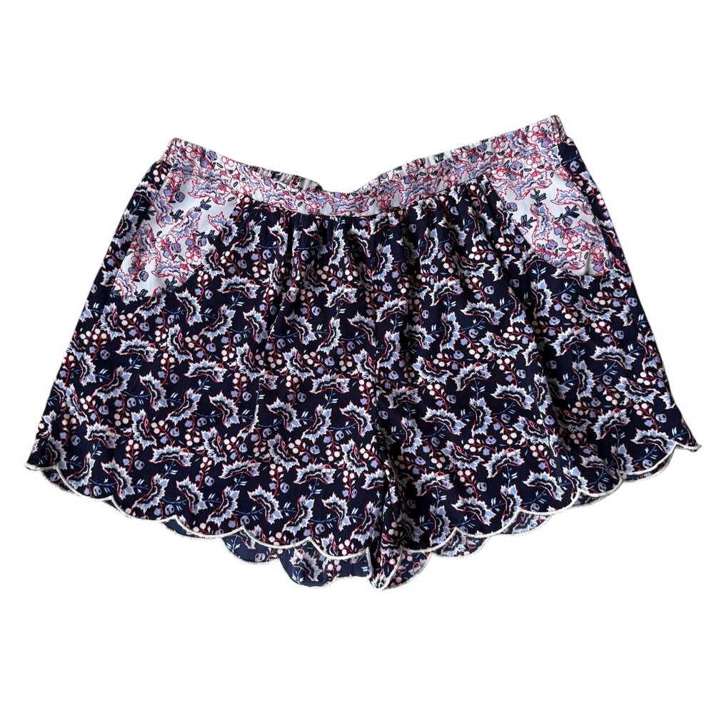 Heartsoul blue floral scalloped casual leisure sleep shorts women's size small